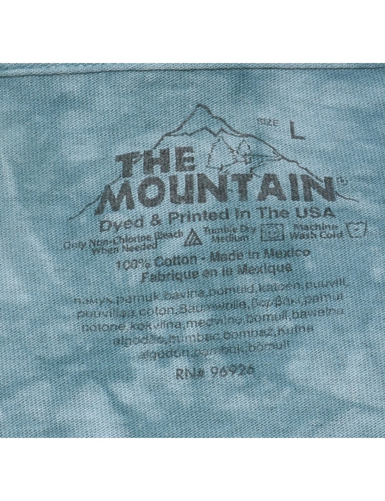 Blue Tie Dye The Mountain Wolf Design Animal T-shirt - L