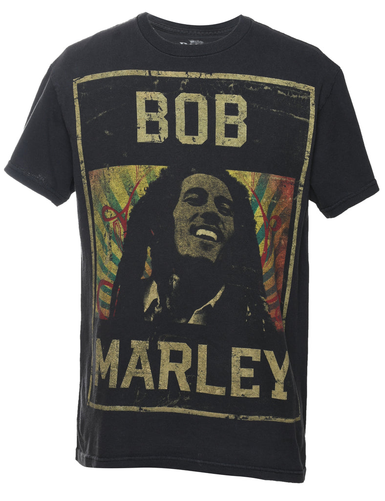 Bob Marley Printed Black T-shirt - M