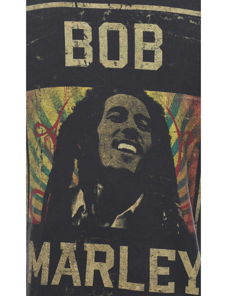 Bob Marley Printed Black T-shirt - M