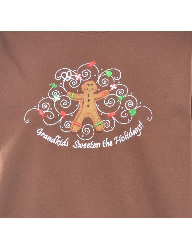 Brown Christmas Sweatshirt - L