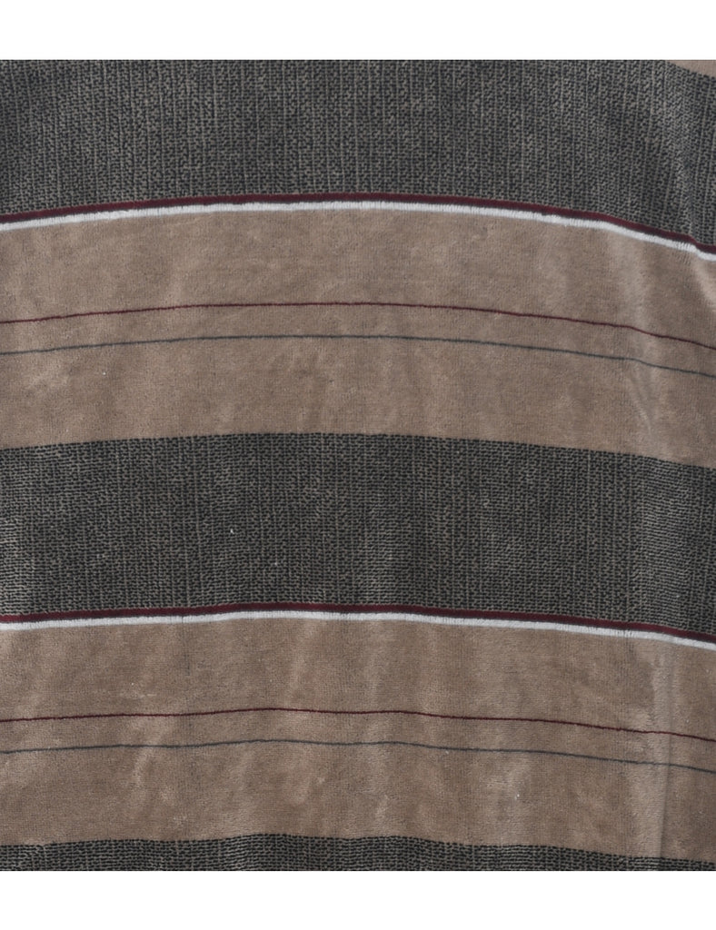 Brown & Grey Striped Sweatshirt  - L