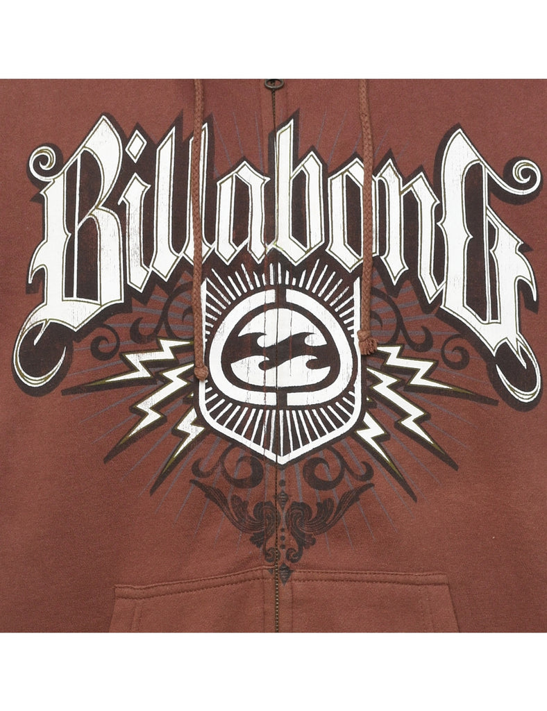 Brown Printed Billabong Hoodie - M