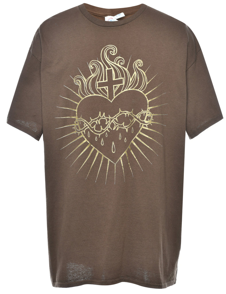 Brown Printed T-shirt - XL