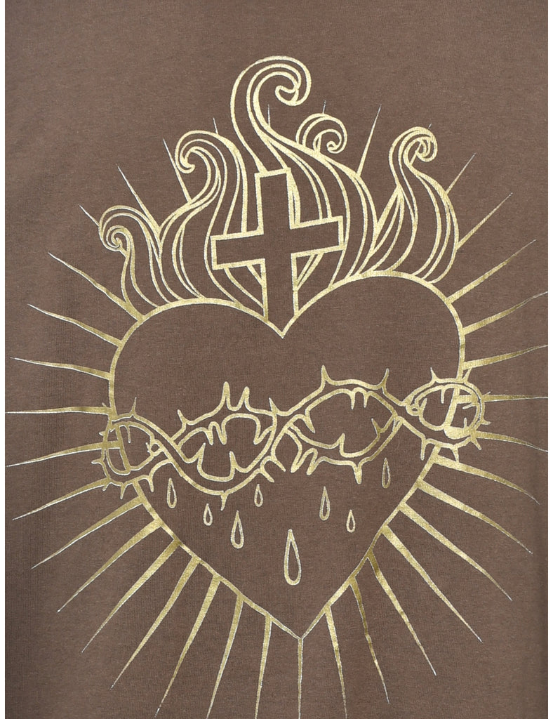 Brown Printed T-shirt - XL