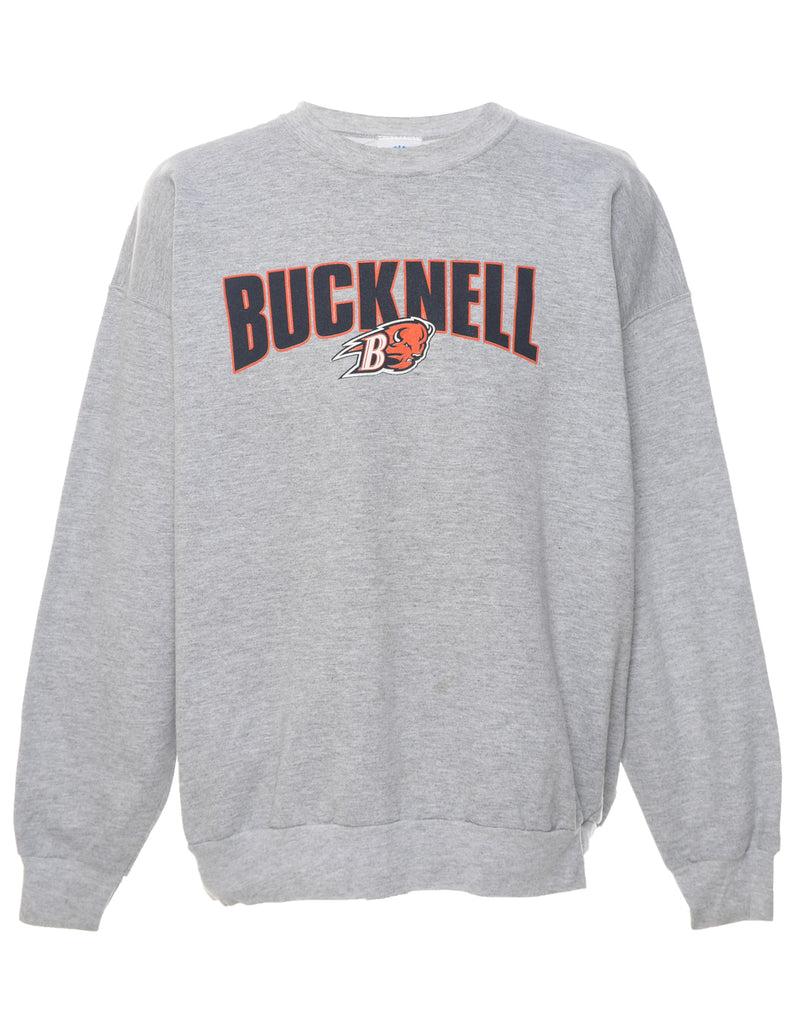 Bucknell Grey & Orange Printed Sweatshirt - XL