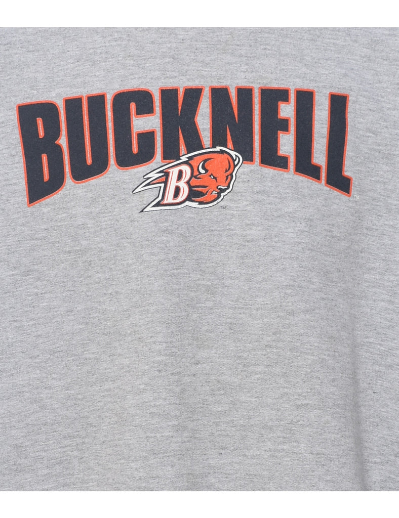 Bucknell Grey & Orange Printed Sweatshirt - XL