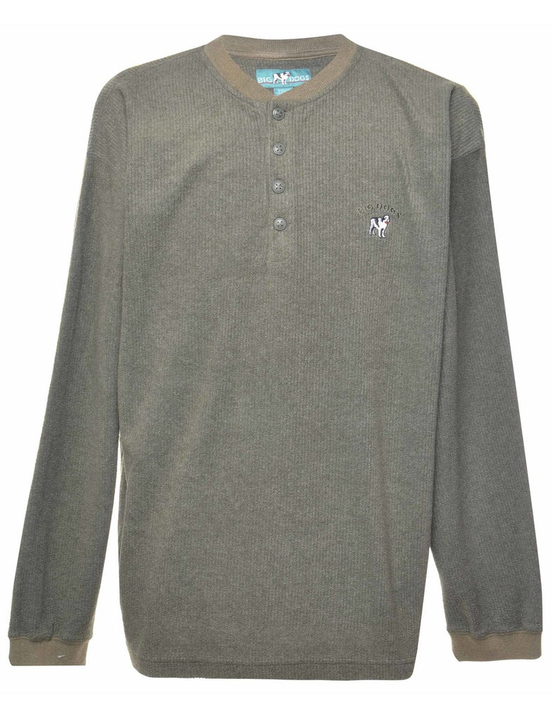 Button Front Plain Sweatshirt - XL