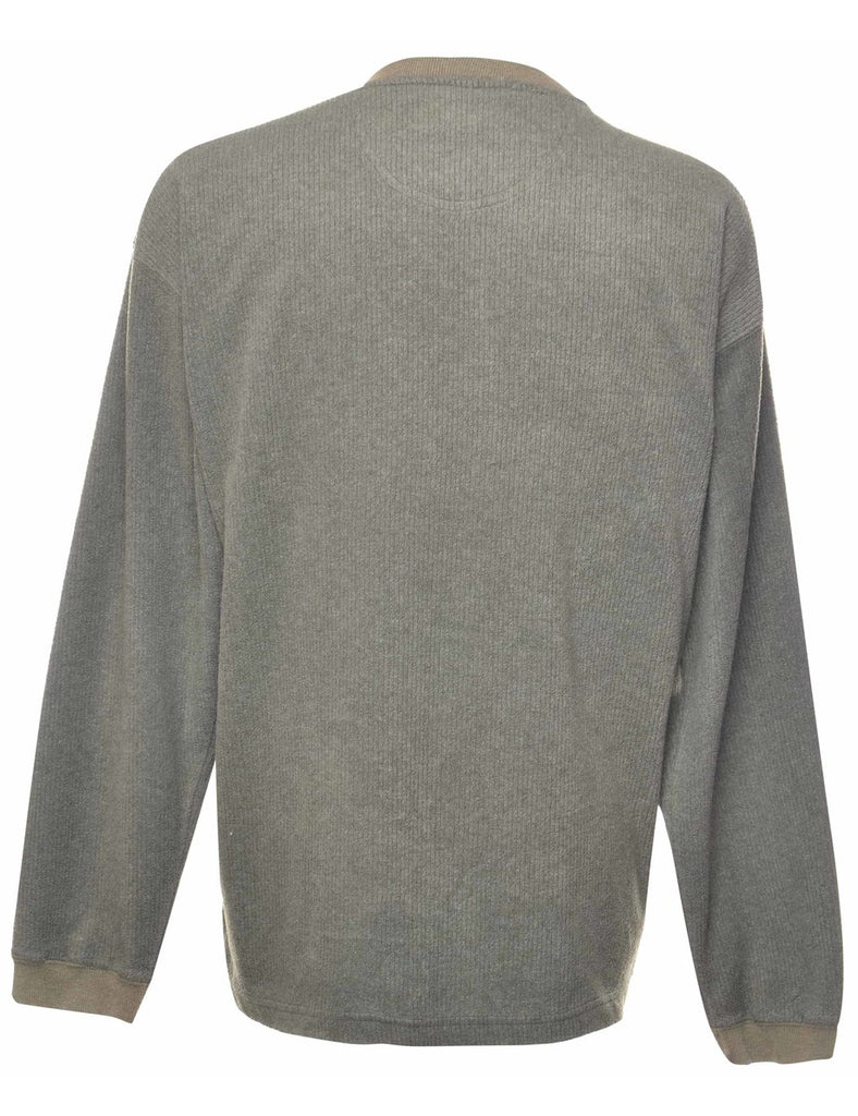 Button Front Plain Sweatshirt - XL