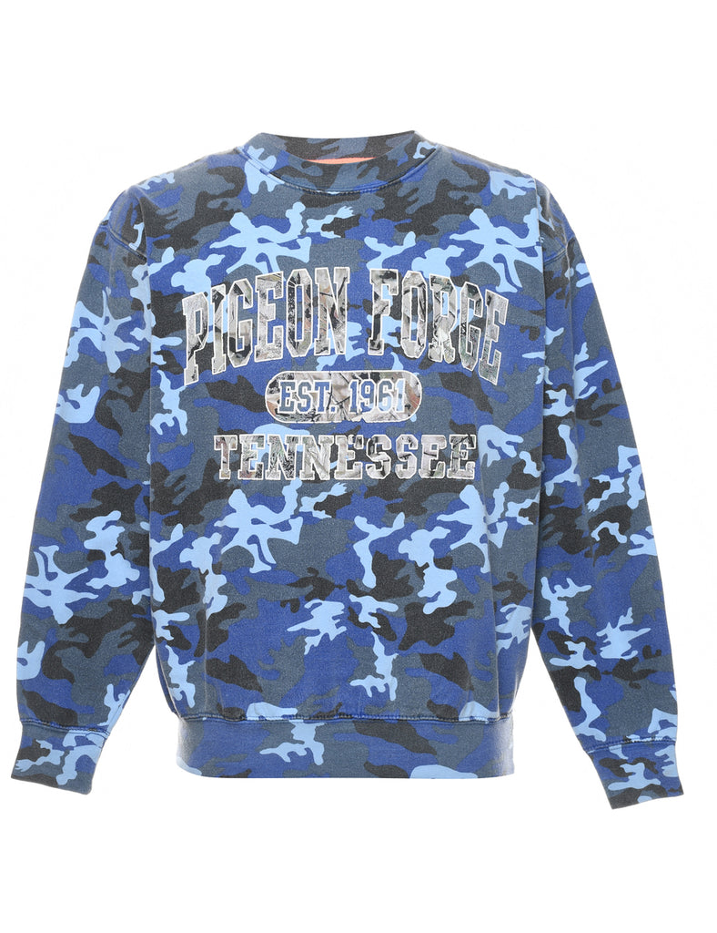Camouflage Design Blue & Grey Sweatshirt - M