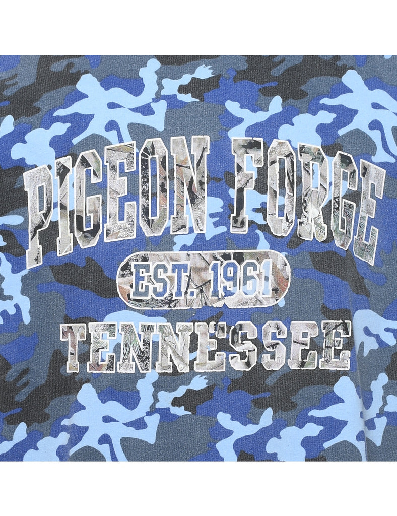 Camouflage Design Blue & Grey Sweatshirt - M