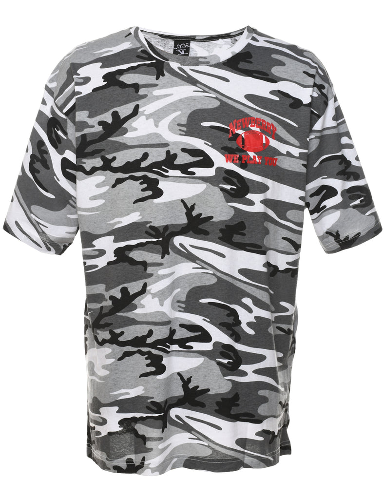 Camouflage Design Grey, Black & White T-Shirt - XL