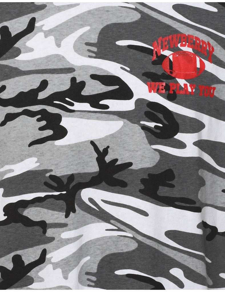 Camouflage Design Grey, Black & White T-Shirt - XL