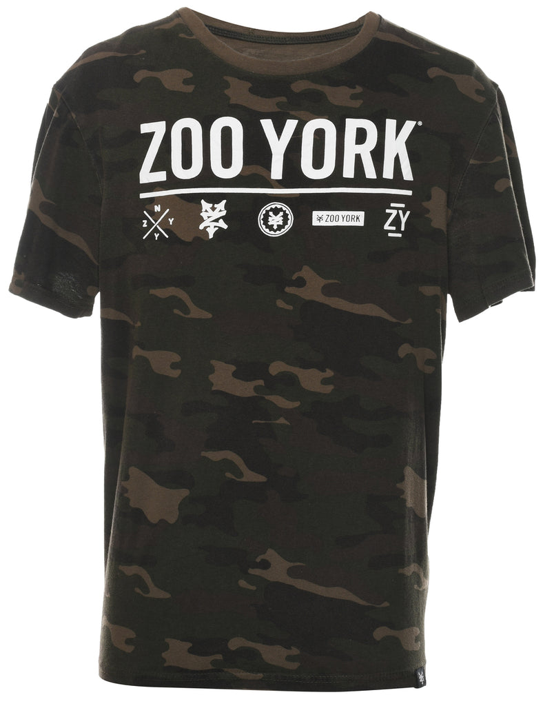 Camouflage Print Green Zoo York Printed T-shirt - M