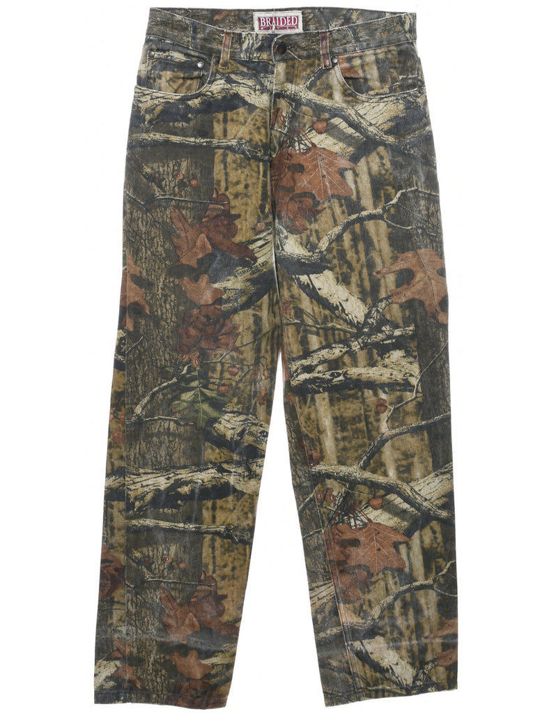Camouflage Print Straight Fit Jeans - W32 L32