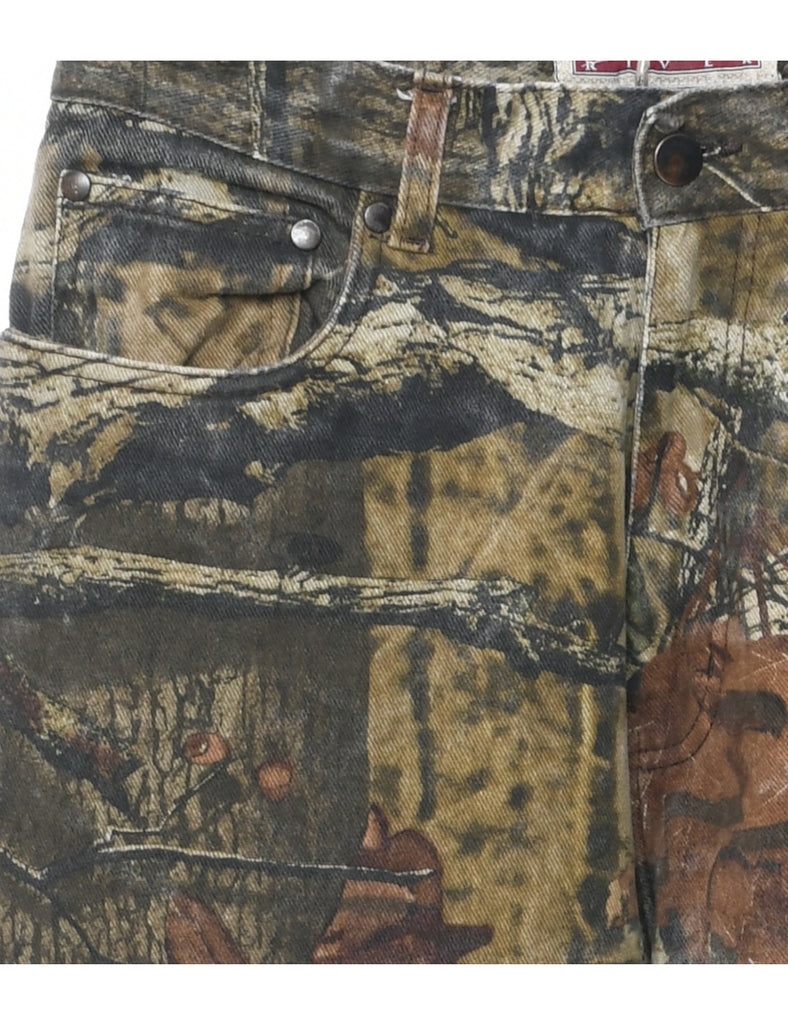 Camouflage Print Straight Fit Jeans - W32 L32