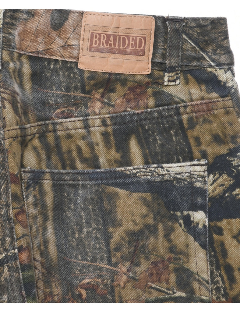 Camouflage Print Straight Fit Jeans - W32 L32