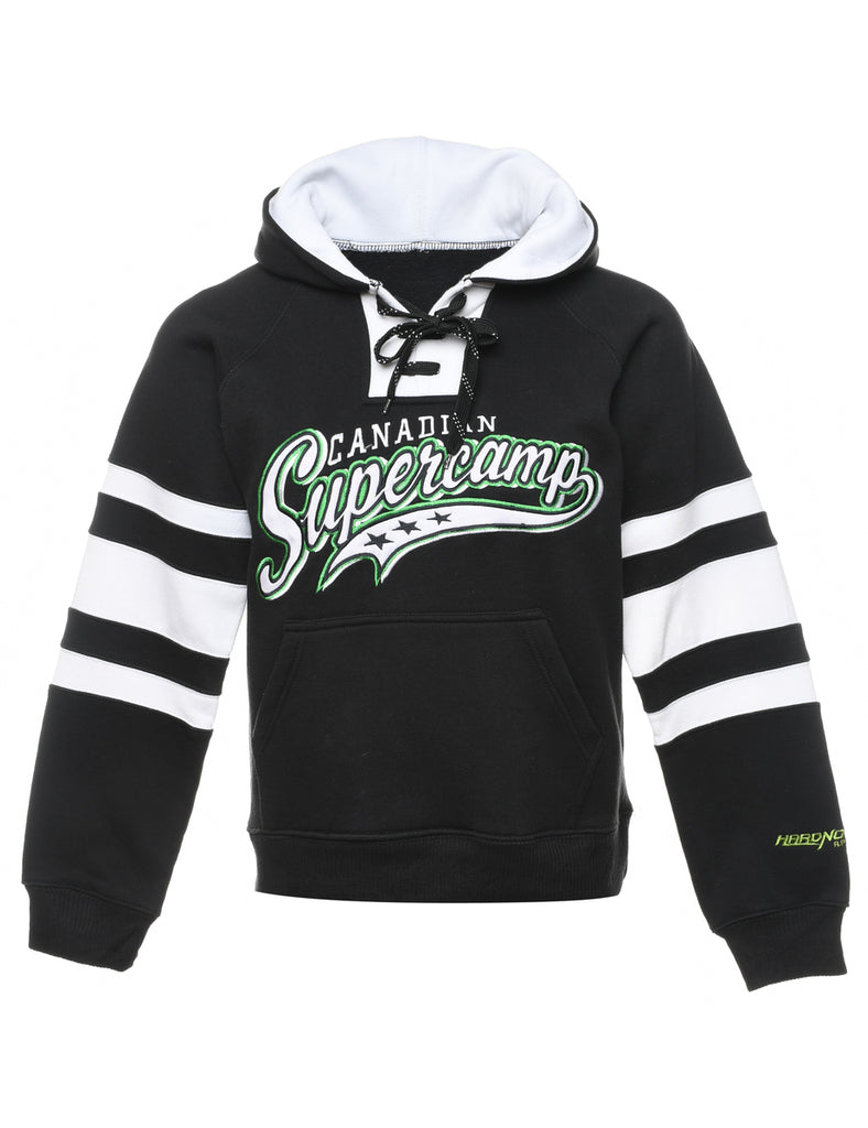 Canadian Supercamp Black & Green Hockey Design Hoodie - S