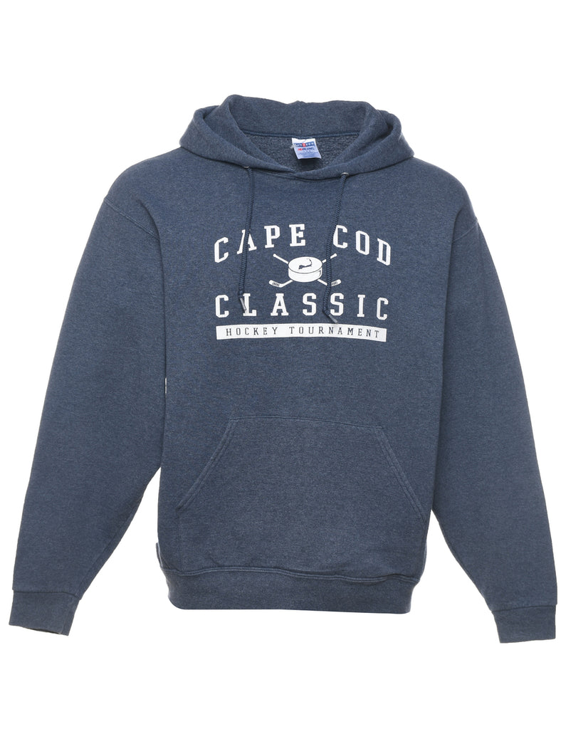 Cape Cod Printed Navy & White Hoodie - L