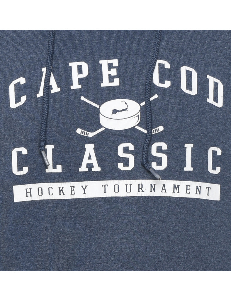 Cape Cod Printed Navy & White Hoodie - L
