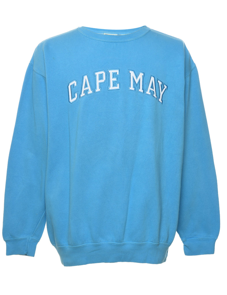 Cape May Blue Embroidered Sweatshirt - M