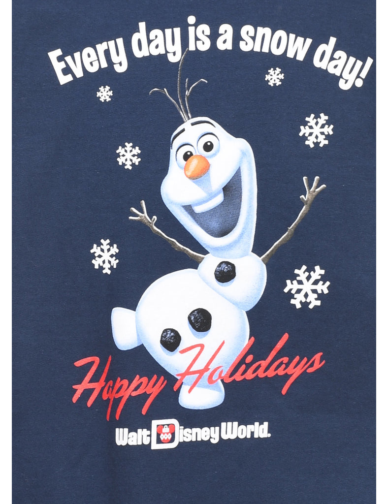 Cartoon Print Christmas Sweatshirt - M