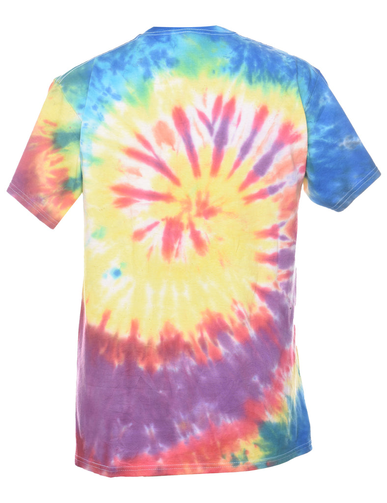 Cat Design Multi-Colour Tie Dye Animal T-shirt - M