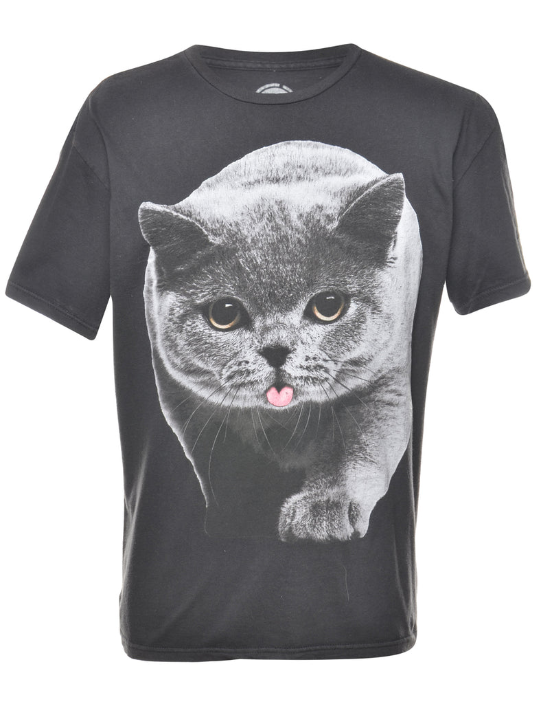Cat Print Animal T-shirt - XL