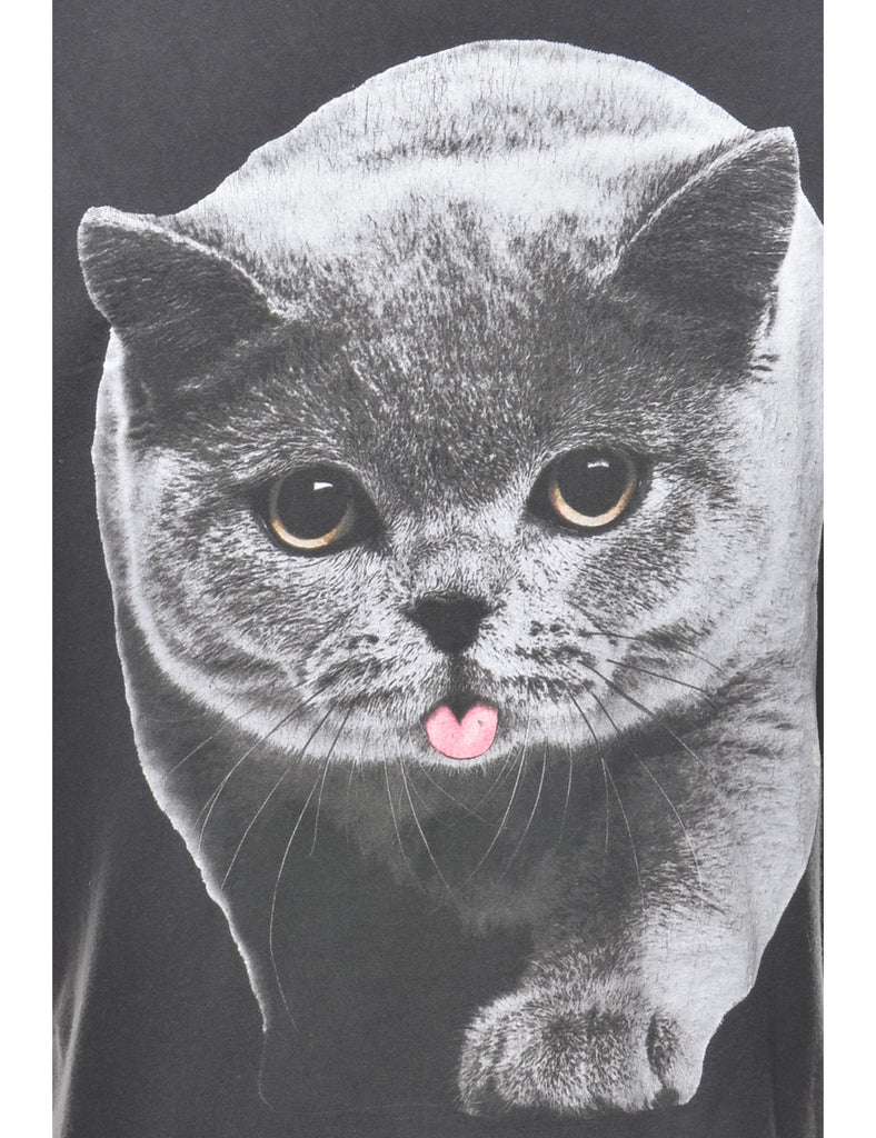 Cat Print Animal T-shirt - XL