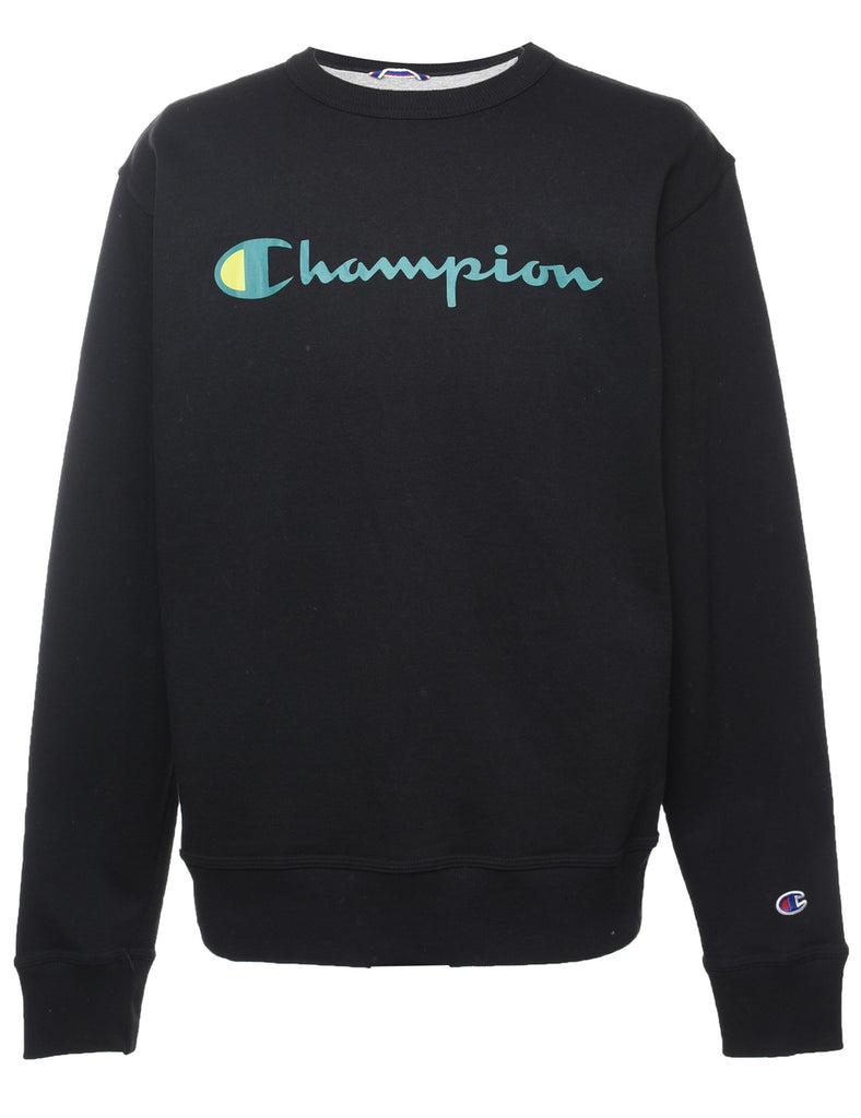 Champion Black & Green Printed Sweatshirt - M
