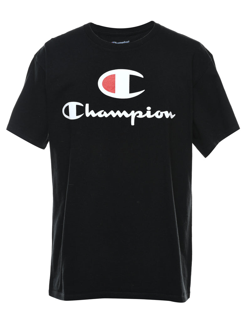Champion Black, Red & White Printed T-shirt - M