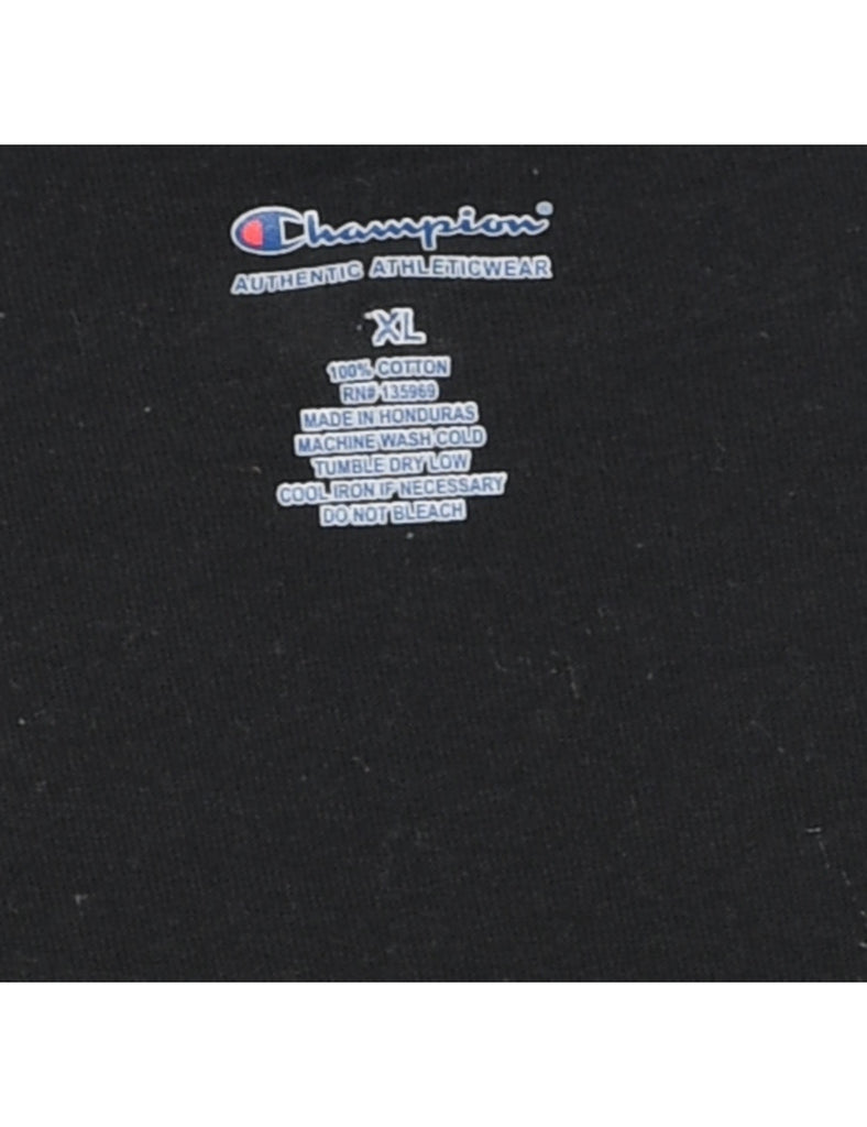 Champion Black, Red & White Printed T-shirt - XL