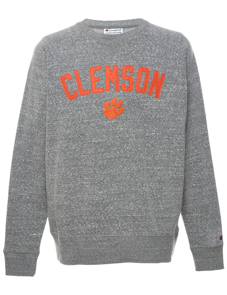 Champion Clemson Grey & Orange Printed Sweatshirt - L