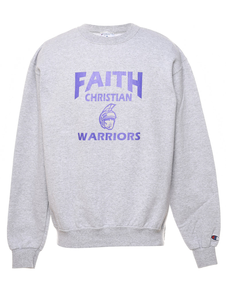 Champion Grey & Purple Christian Warriors Printed Sweatshirt - M