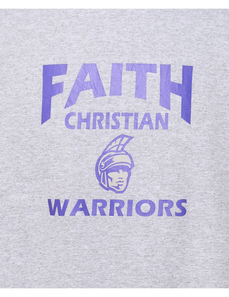 Champion Grey & Purple Christian Warriors Printed Sweatshirt - M