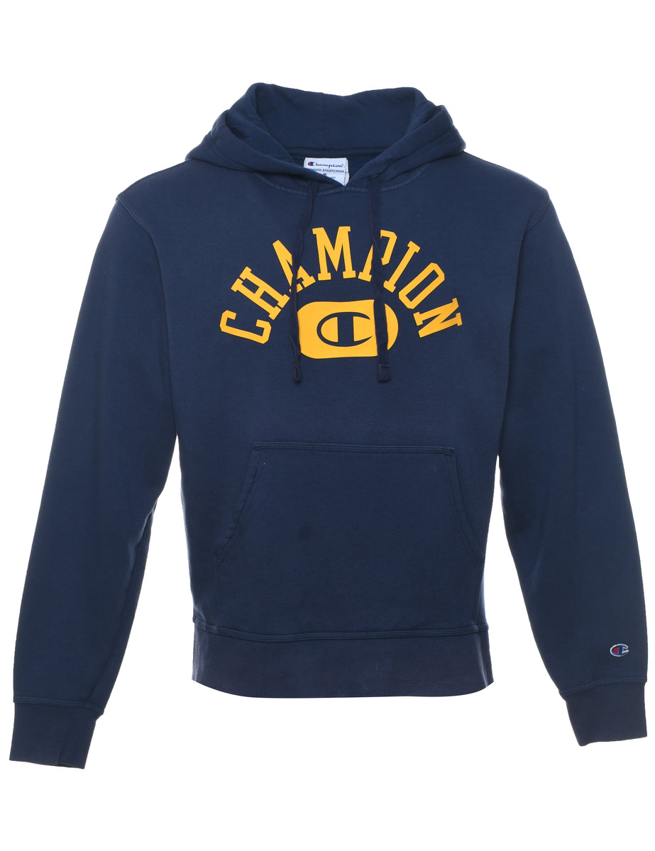Unisex Champion Champion Printed Navy Yellow Hoodie Blue, M