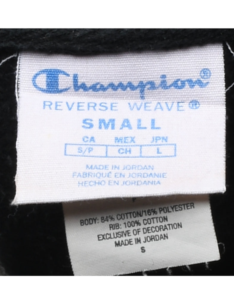 Champion Reverse Weave Black & Gold Printed Hoodie - S