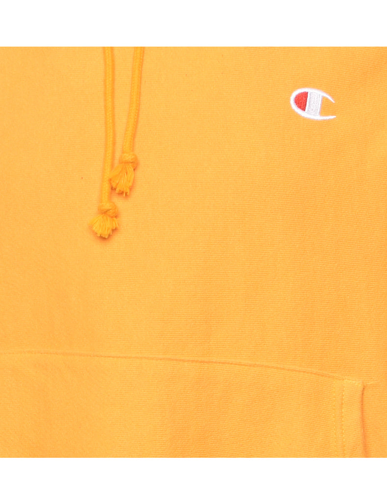 Champion Reverse Weave Hooded Yellow Sweatshirt - S