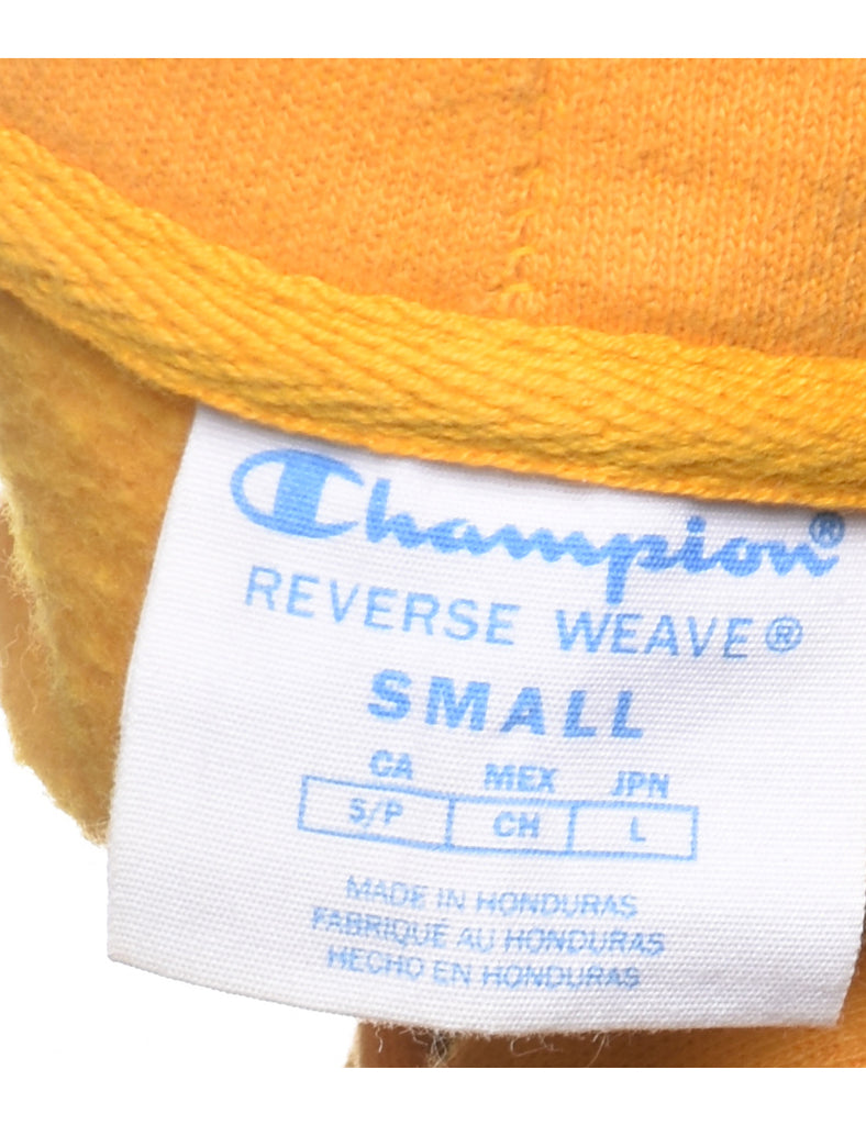 Champion Reverse Weave Hooded Yellow Sweatshirt - S
