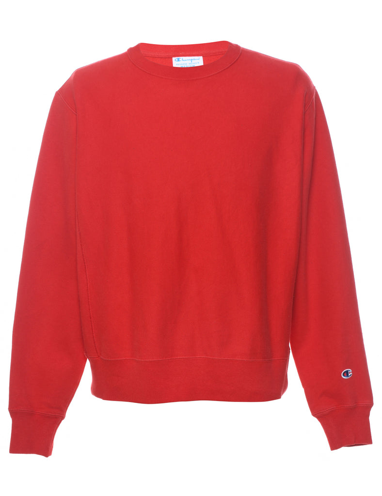 Champion Reverse Weave Red Plain Sweatshirt - M