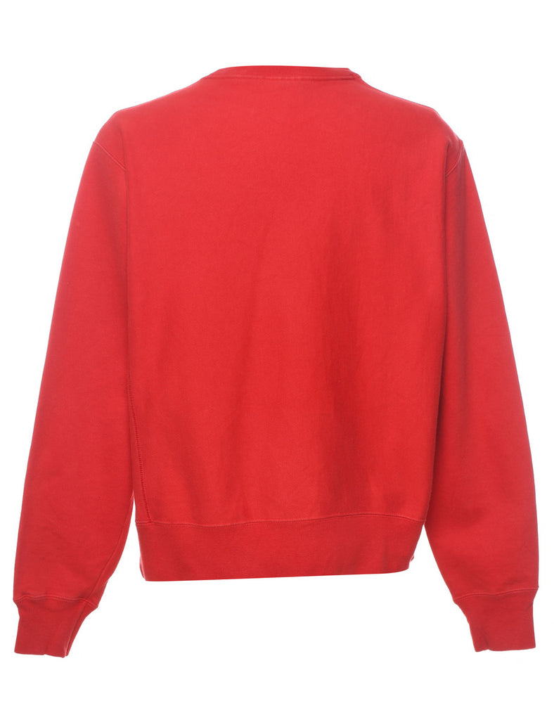 Champion Reverse Weave Red Plain Sweatshirt - M