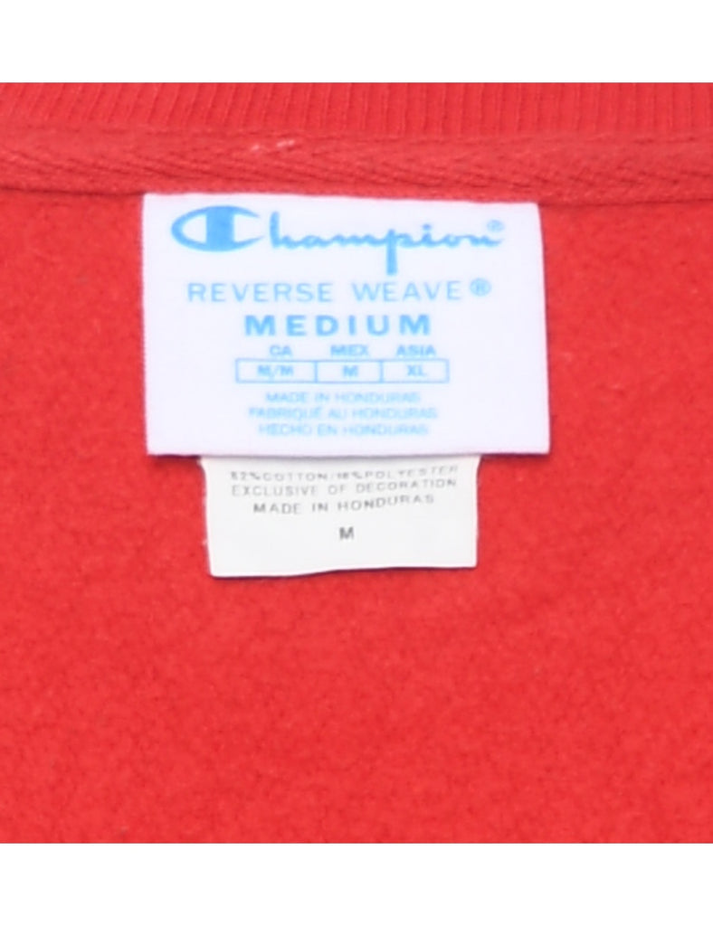 Champion Reverse Weave Red Plain Sweatshirt - M