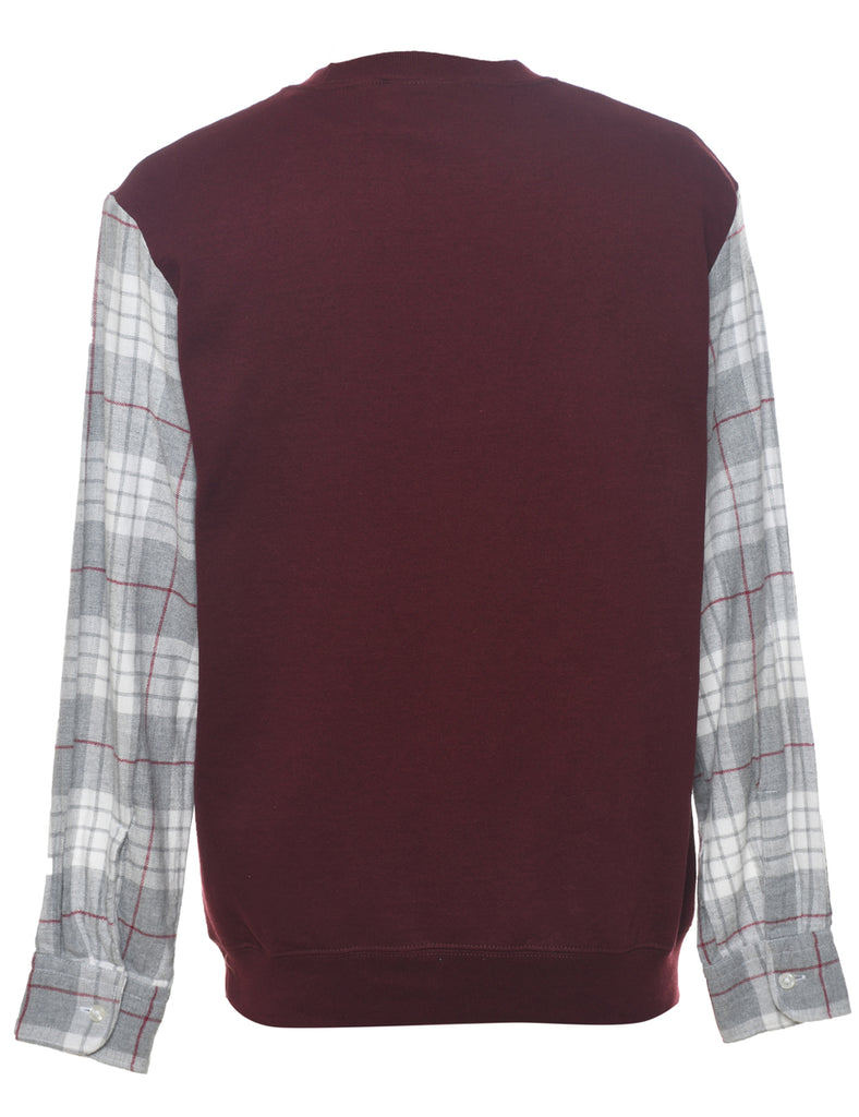 Champion VT Grey & Maroon Checked Sweatshirt - S