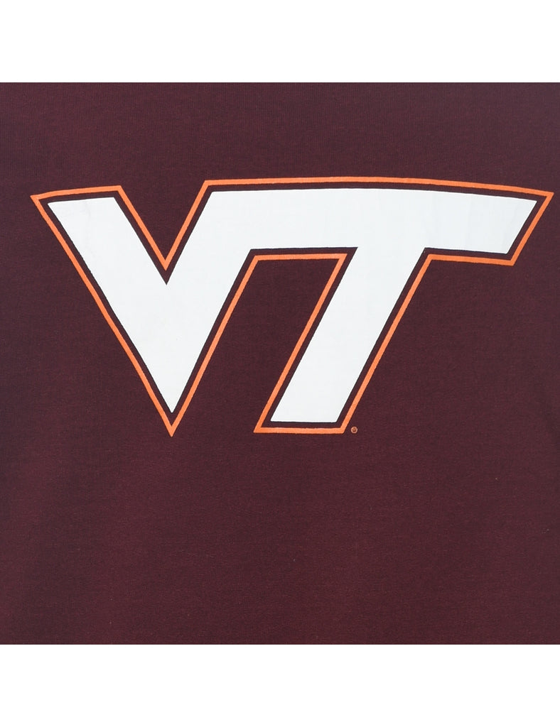Champion VT Grey & Maroon Checked Sweatshirt - S