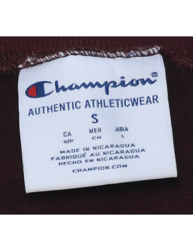 Champion VT Grey & Maroon Checked Sweatshirt - S