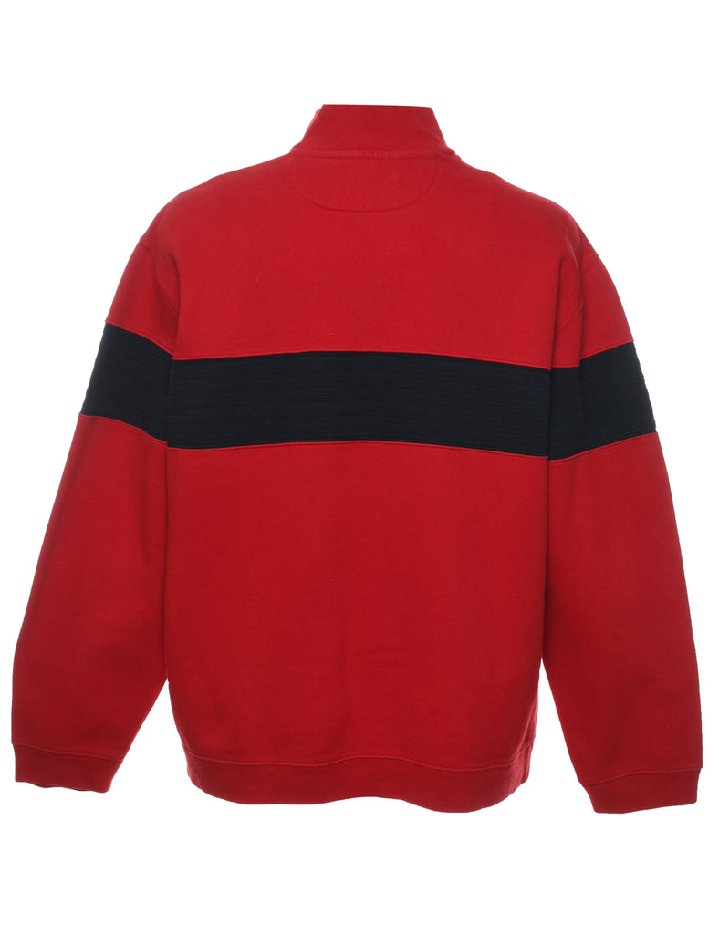 Chaps Quarter-Zip Navy & Red Contrast Sweatshirt - XL