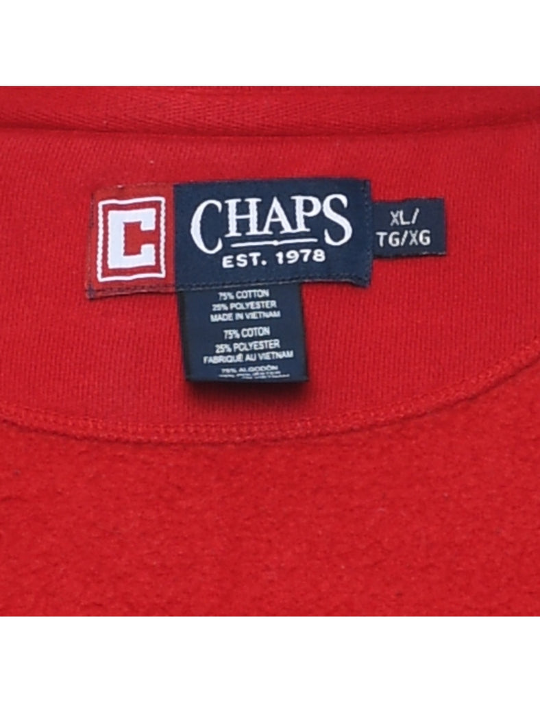 Chaps Quarter-Zip Navy & Red Contrast Sweatshirt - XL
