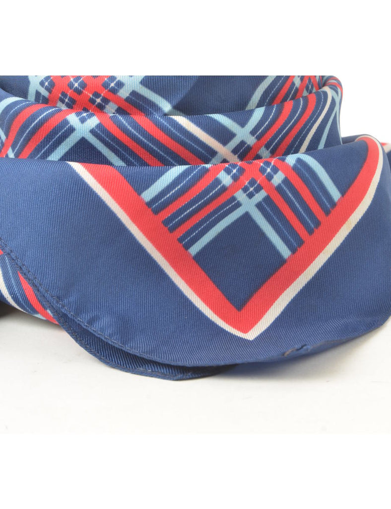 Checked Navy Scarf - XS