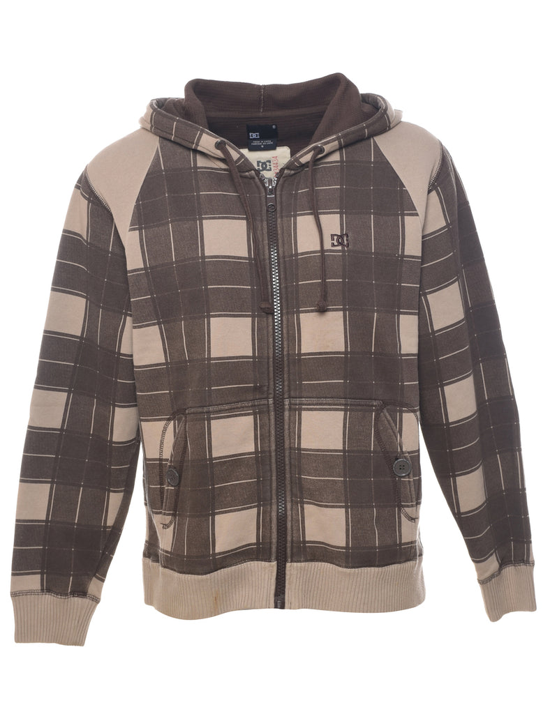 Checked Printed Hoodie - M