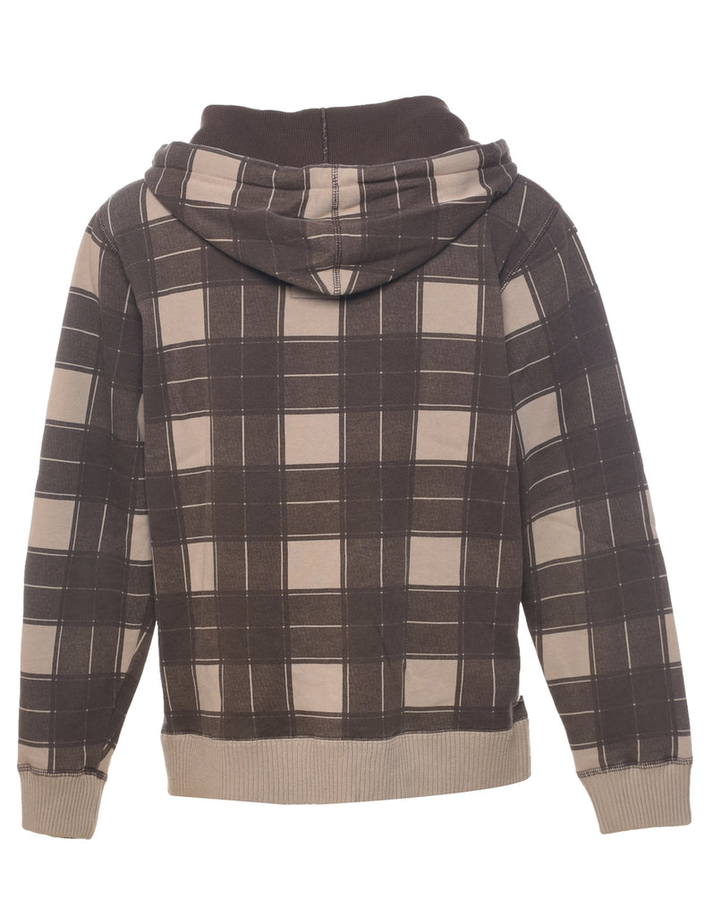 Checked Printed Hoodie - M