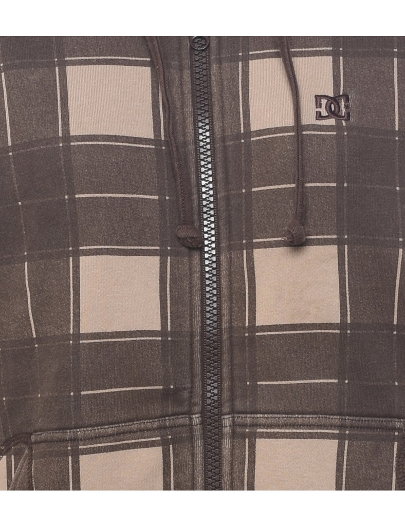 Checked Printed Hoodie - M